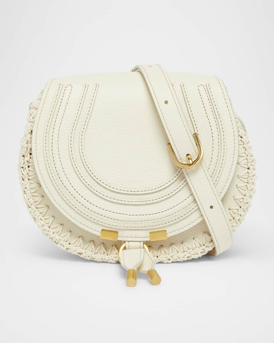 Chloe Marcie Flap Saddle Crossbody Bag in Crochet Fabric and Leather | Neiman Marcus
