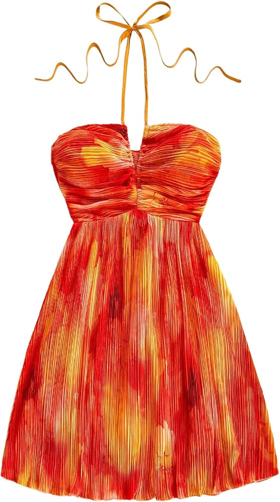 SOLY HUX Women's Tie Dye Cami Dress Halter Backless Sleeveless A Line Short Summer Dresses Sundre... | Amazon (US)