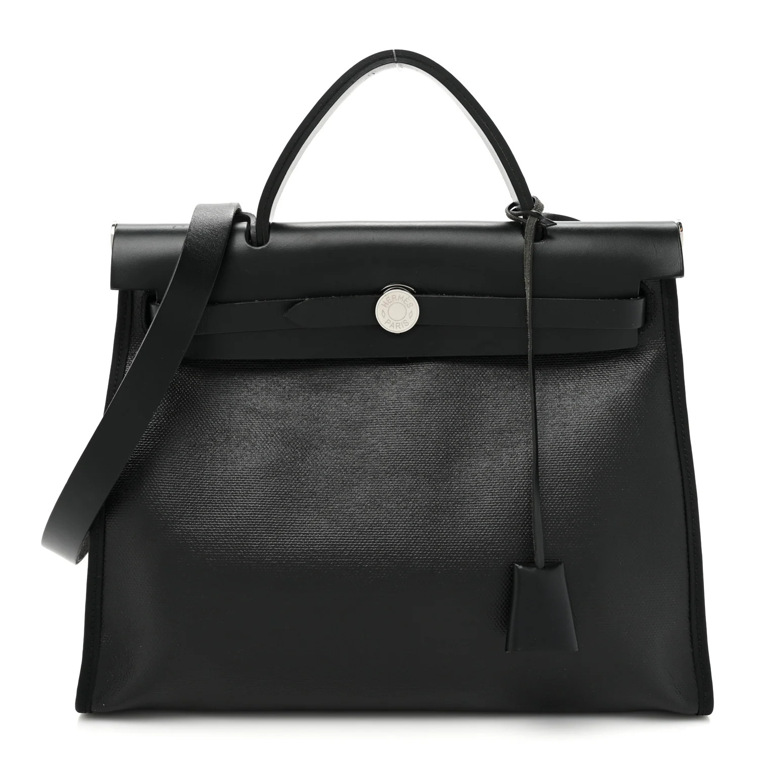 Toile H Berline Vache Hunter Herbag Zip PM 31 Black Ecru | FASHIONPHILE (US)