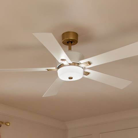 56" Kichler Icon Brushed Brass LED Indoor Ceiling Fan - #2217A | Lamps Plus | Lamps Plus