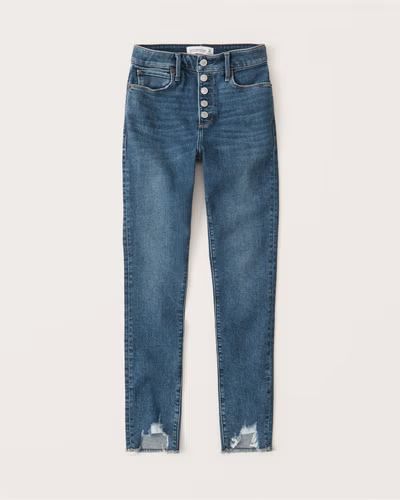 Ripped High Rise Super Skinny Ankle Jeans | Abercrombie & Fitch (US)