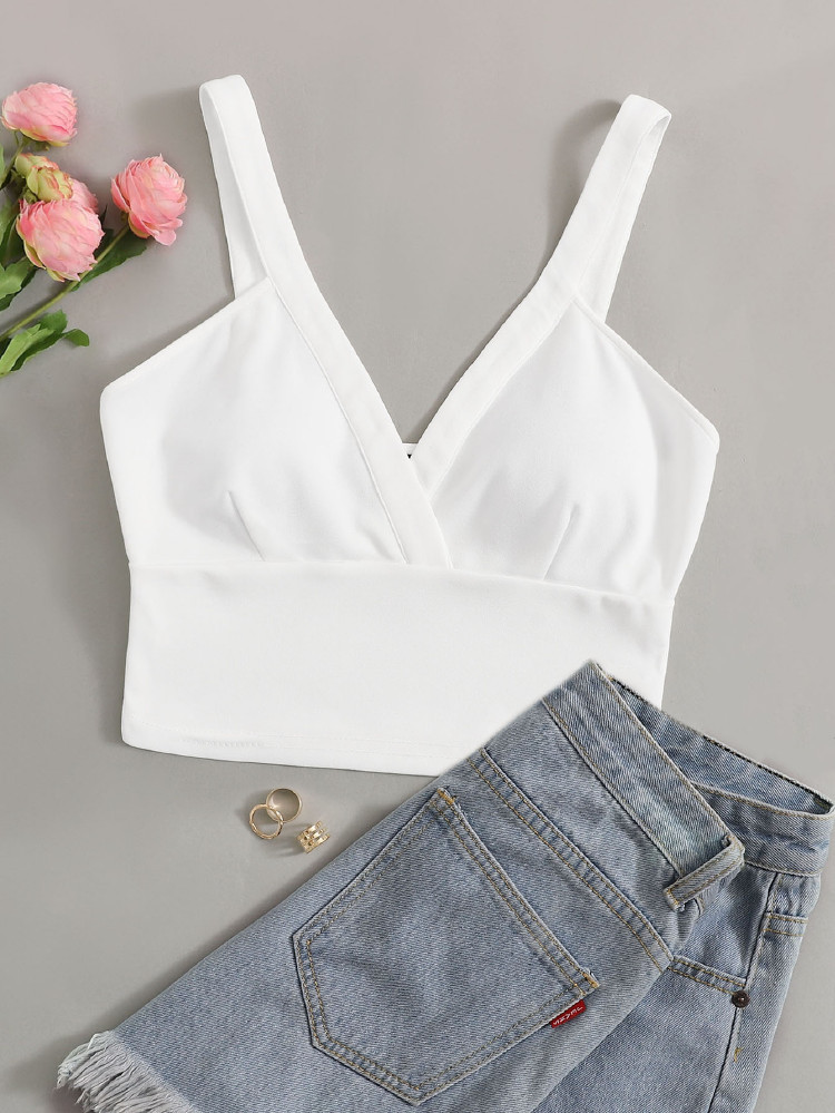 Surplice Neck Wide Hem Bralet Top | SHEIN