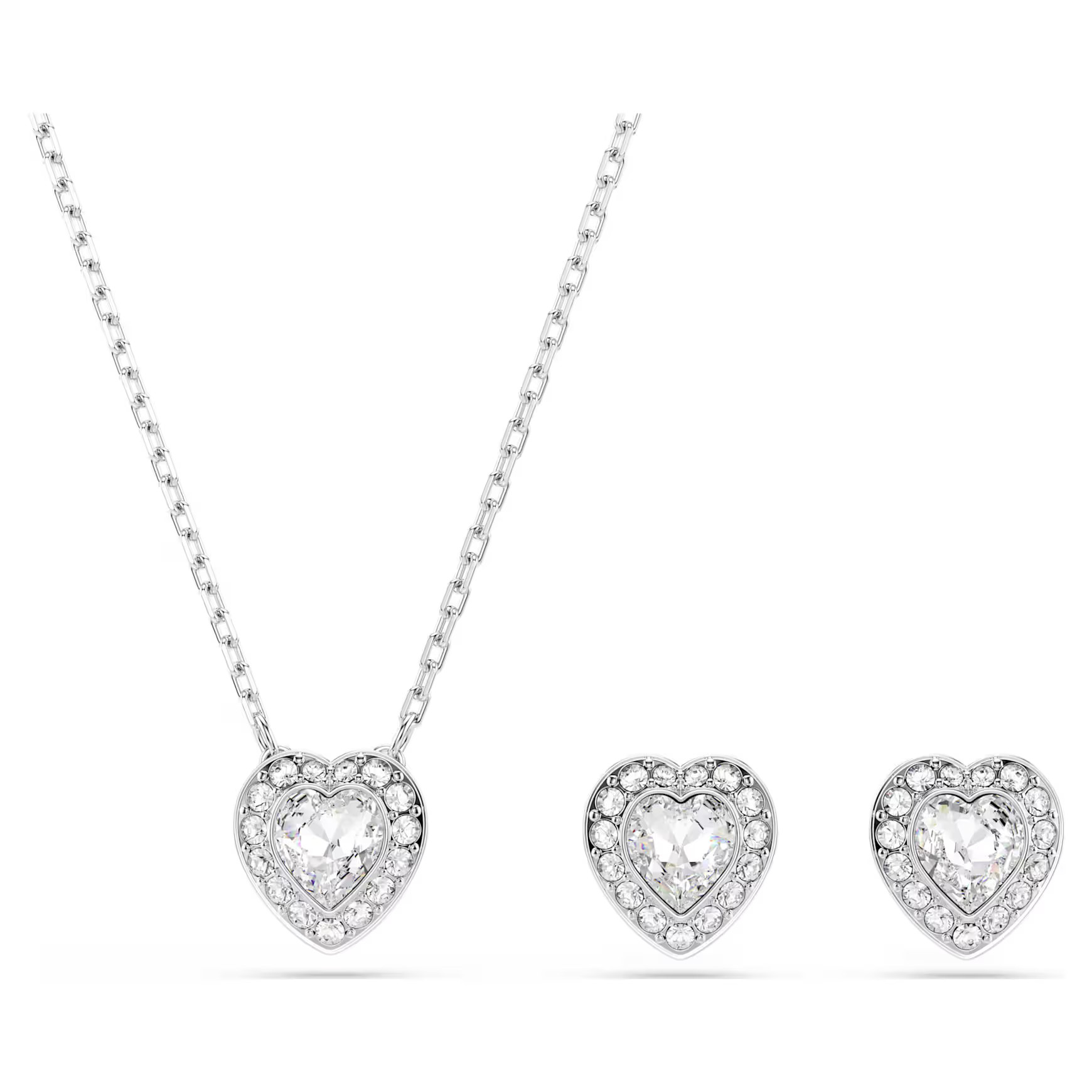 Ariana Grande x Swarovski set, Mixed cuts, Heart, White, Rhodium plated by SWAROVSKI | SWAROVSKI