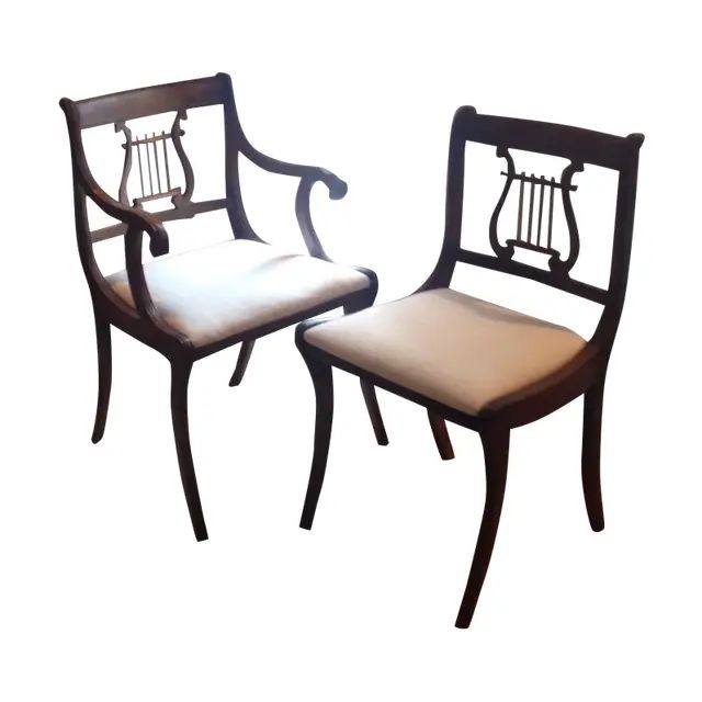 Lyre Back Chairs - Pair | Chairish