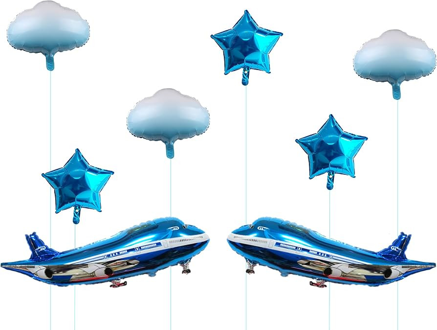 31inch Large Airplane Blue Party Decoration Airplane Balloon Birthday Party Supplies (Two airplan... | Amazon (US)
