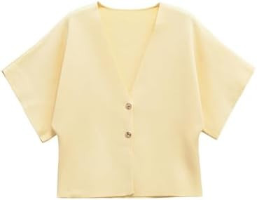 Wanzetaly Womens Oversized Cardigans Short Sleeve Lightweight Button V Neck Casual Knit Sweater O... | Amazon (US)