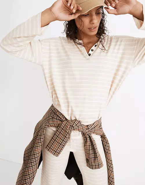 MWL Breeze Henley Shirttail Tee in Stripe | Madewell