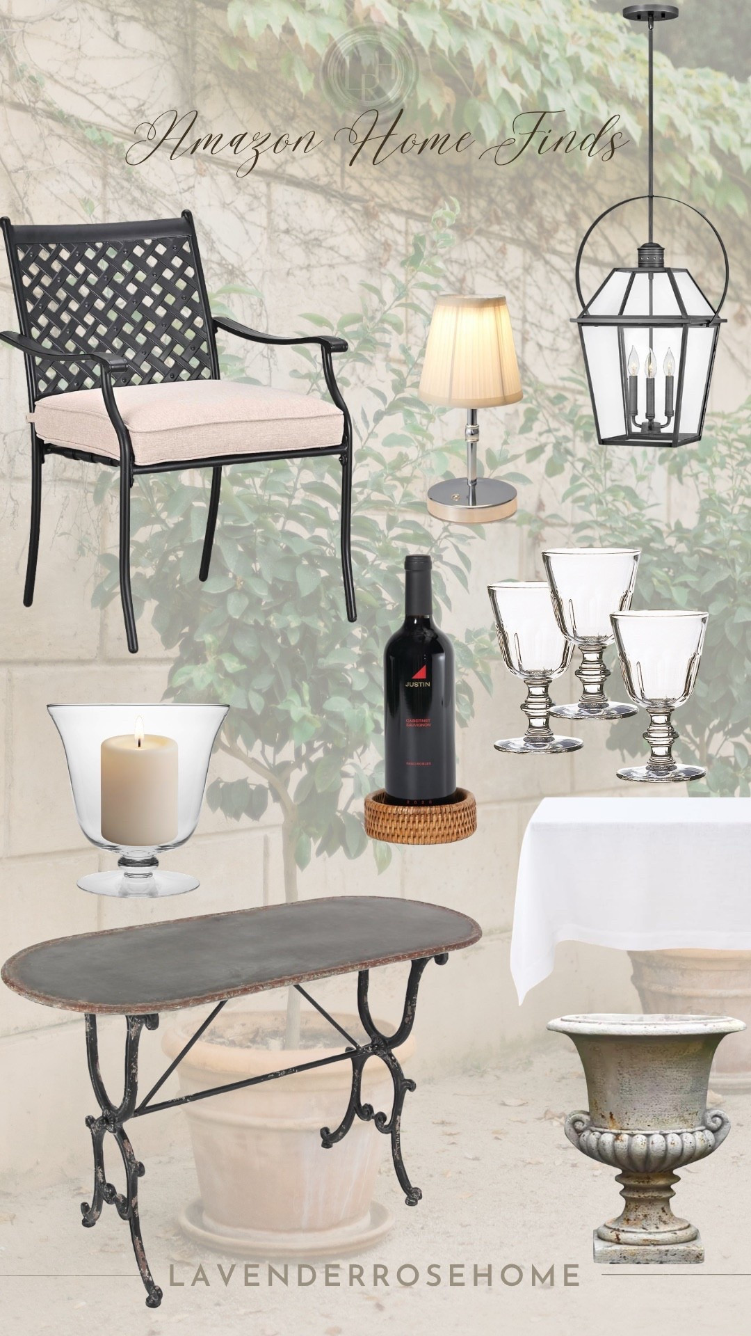 Classic Garden and patio options from Amazon.

Patio Furniture. Garden Party. Outdoor Decor. Candle Hurricane. Rechargeable Lamp. Outdoor Lantern Lighting. White Tablecloth. White Linen. French Wine Glasses. Wine Coaster. Dining Chairs. Wrought Iron Table. Urn Planter. Classic Home. LavenderRose Home.

#LTKHome #LTKSeasonal