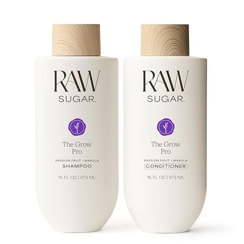 Raw Sugar Grow Pro Hair Care Bundle- Shampoo & Conditioner with Vegan Biotin for Anti-Thinning & Pro-Lengthening, Passion Fruit & Marula for Fuller Hair, Formulated without SLS/SLES or Parabens | Amazon (US)