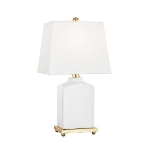 MITZI HUDSON VALLEY LIGHTING Brynn - 1 Light Table Lamp-Cloud/Aged Brass Finish | Amazon (US)