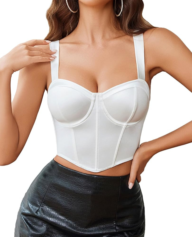 Avidlove Corset Tops for Women Sexy V Neck Bustier with Underwired Bralette Concert Outfits Crop ... | Amazon (US)
