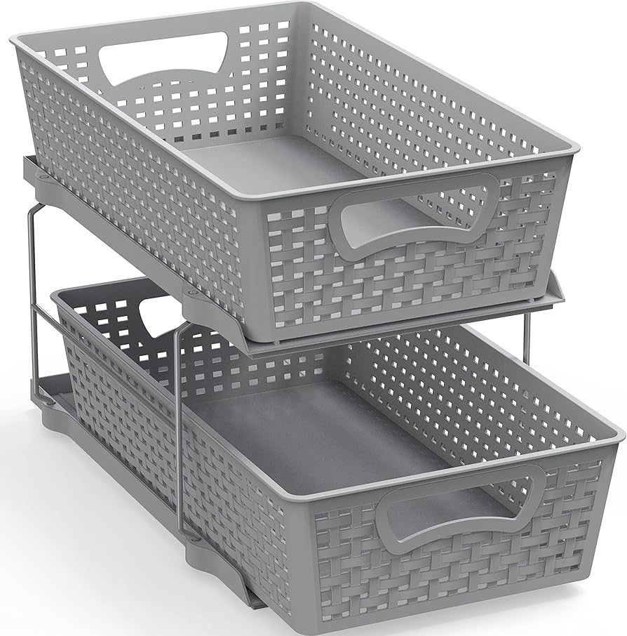 Amazon.com: SimpleHouseware 2 Tier Bathroom Organizer Tray Pull-Out Sliding Drawer/Under-Sink Sto... | Amazon (US)