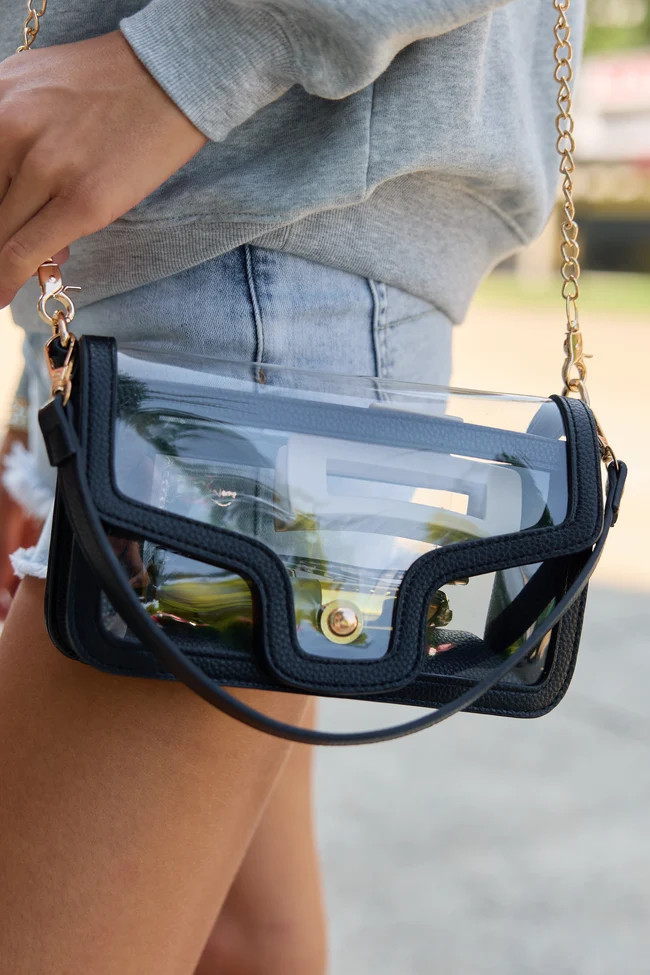 Clear Winner Black Shoulder Bag | Pink Lily