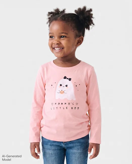 Baby And Toddler Girls Halloween Mommy's Boo Graphic Tee - pink | The Children's Place