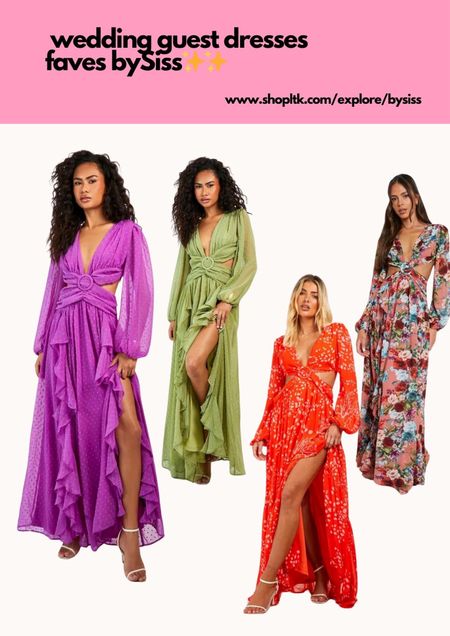 Wedding guest season. Linked our faves from boohoo. We love these ruffle, long maxi dresses. 

#LTKwedding #LTKstyletip #LTKSeasonal