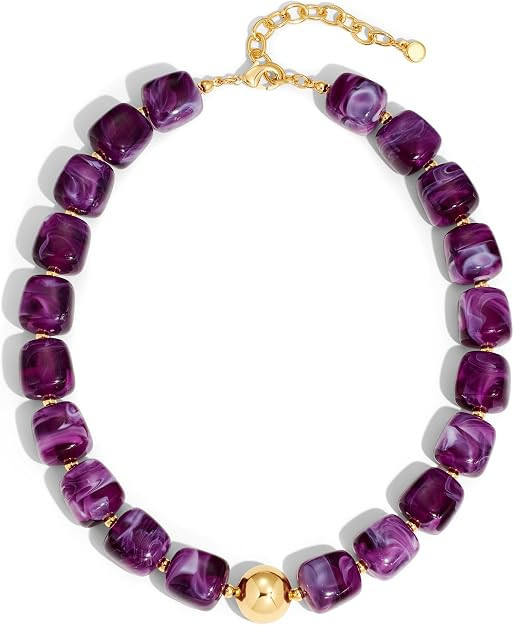 Chunky Colorful Choker Necklace for Women - Summer Beach Round Resin Beads Necklace, Trendy State... | Amazon (US)