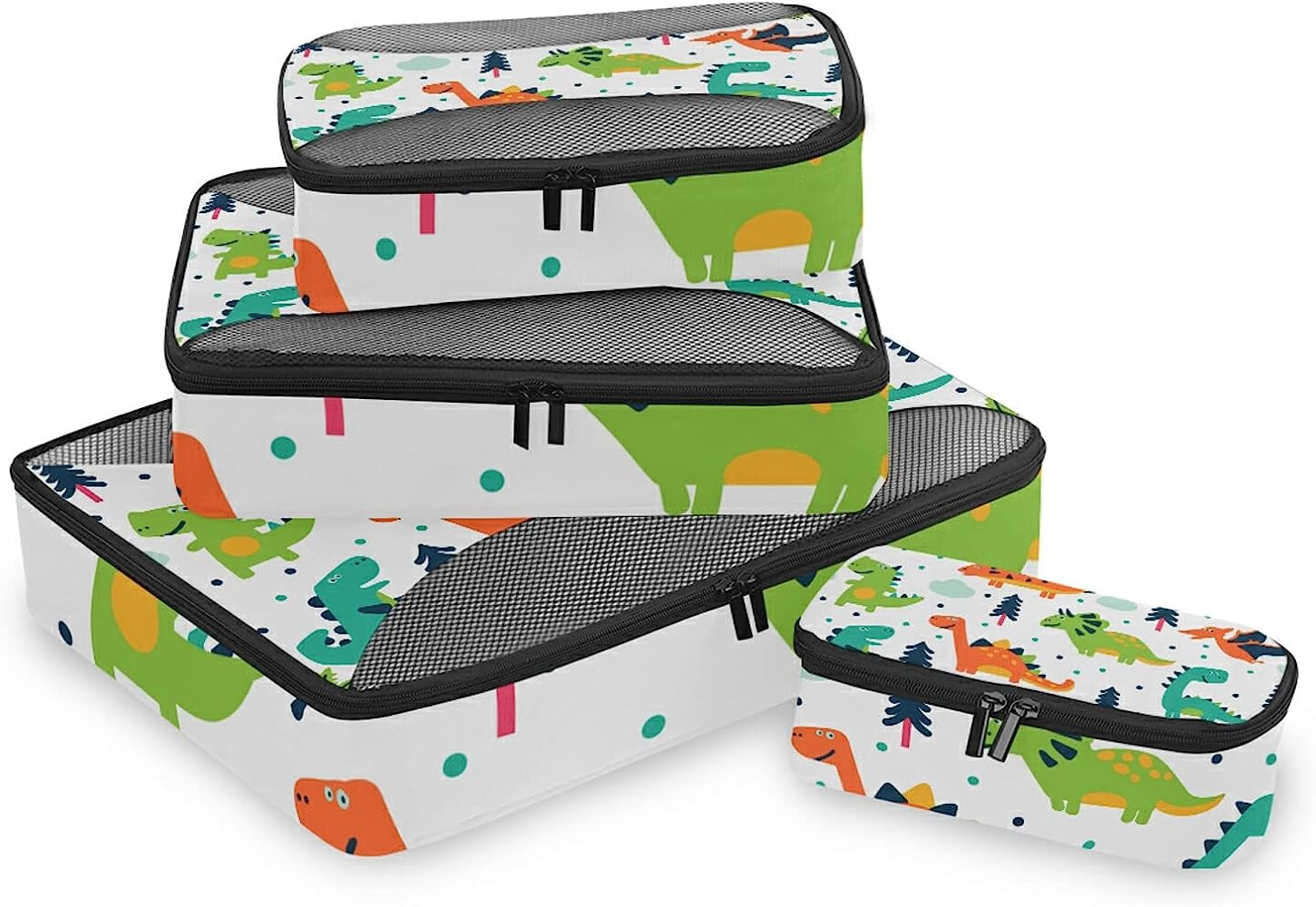 Colorful Dinosaur World Luggage Packing Cubes Organizers Toiletry Laundry Storage Bag Pouches Packab | Amazon (US)