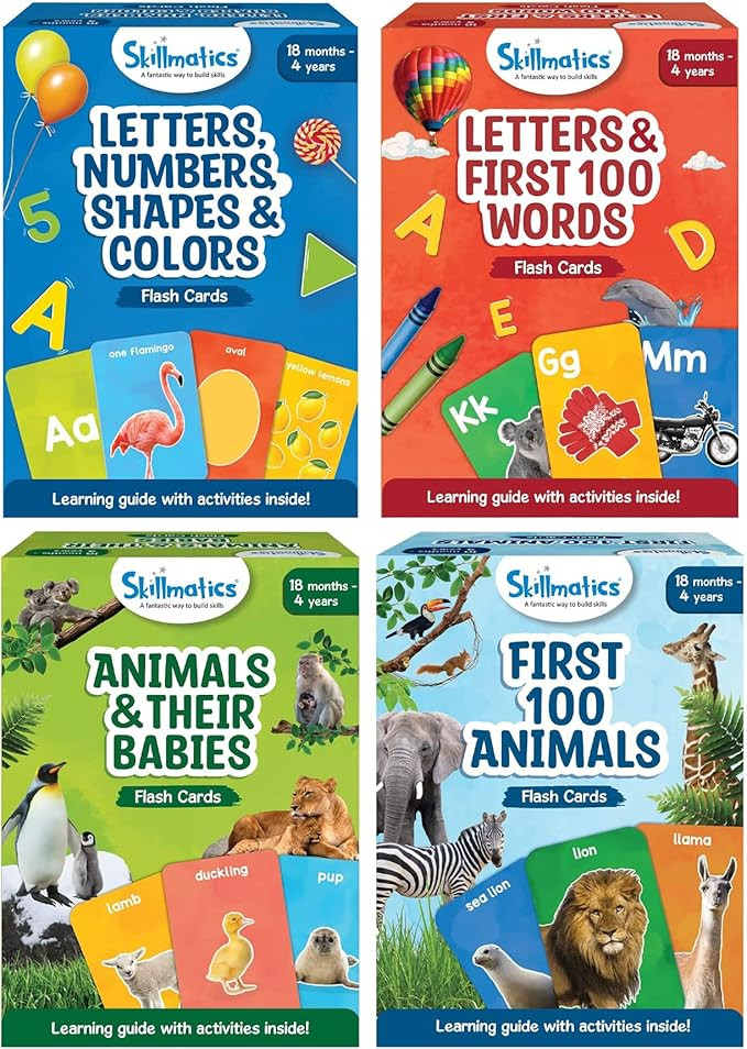 Skillmatics Thick Flash Cards for Toddlers : First 100 Animals & Their Babies, Words, Letters, Nu... | Amazon (US)