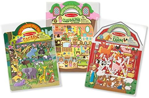 Melissa & Doug Puffy Sticker Activity Books Set - Farm, Safari, and Chipmunk | Amazon (US)