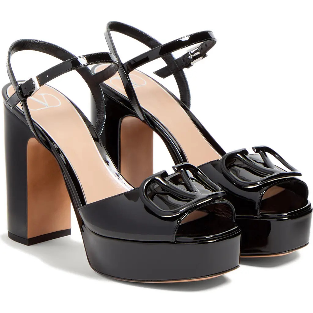 Valentino Garavani VLOGO Signature Platform Sandal in Black at Nordstrom, Size 9.5Us | Nordstrom