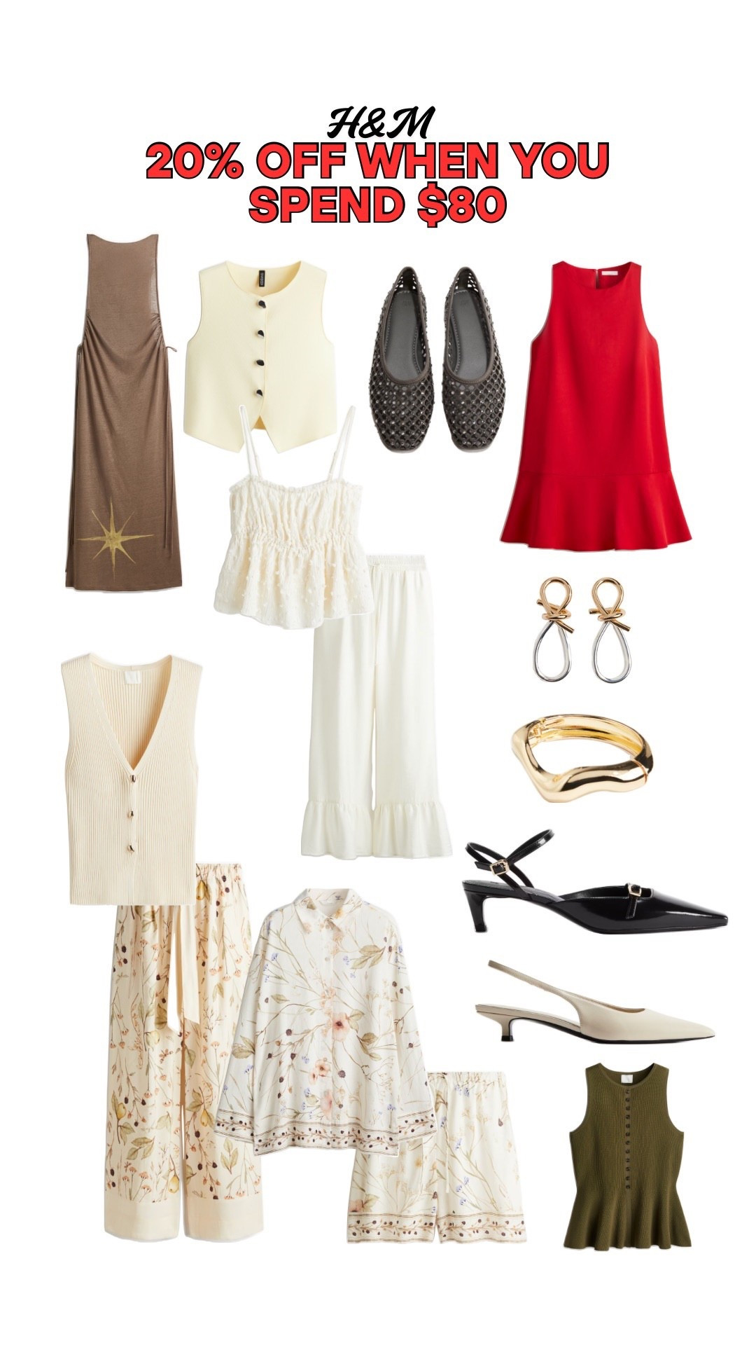 H&M New In
H&M Sale
20% off if you spend $80
Seasonal outfits 