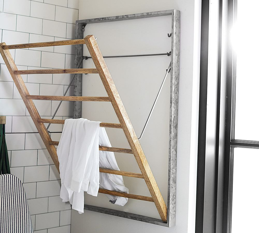 Galvanized Wall-Mount Laundry Drying Rack | Pottery Barn (US)