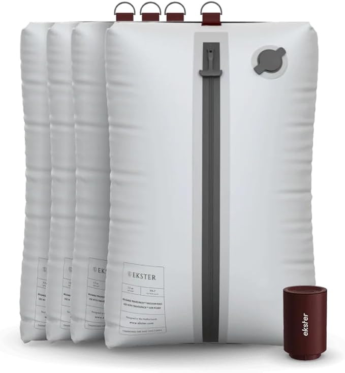 Ekster Travel Pack Vacuum Kit - Travel Vacuum Bags with Pump - Odor & Waterproof Anti-Rip Nylon C... | Amazon (US)