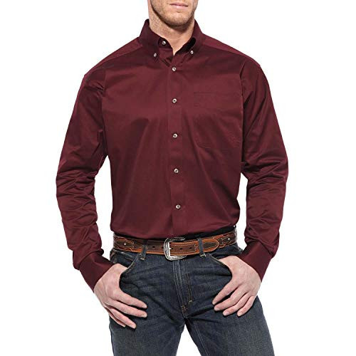 ARIAT mens Solid Twill button down shirts, Burgundy, XX-Large US | Amazon (US)