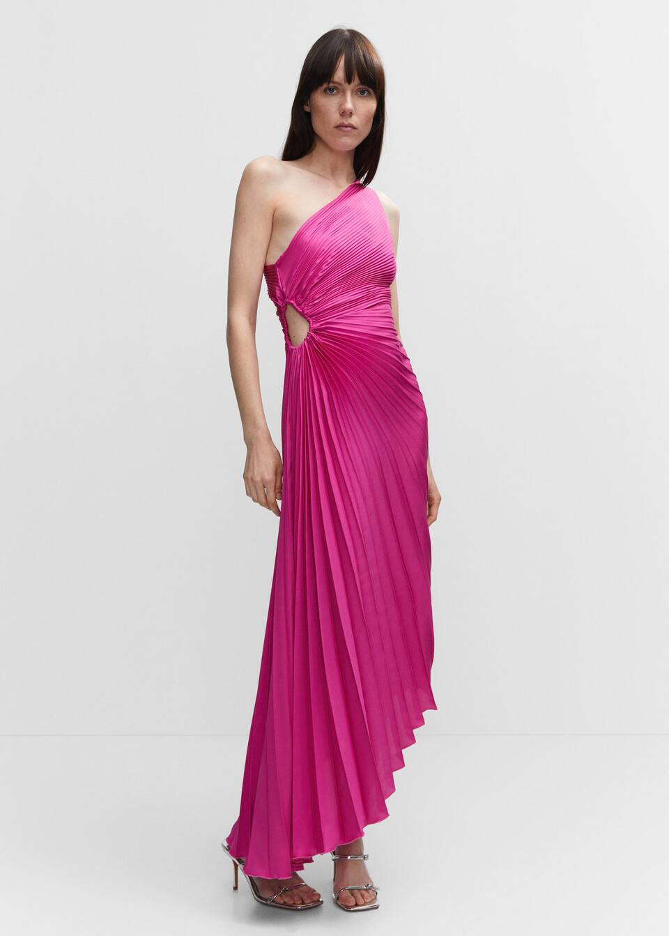 Asymmetrical pleated dress -  Women | Mango USA | MANGO (US)