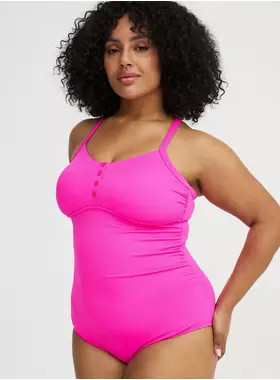 Wire-Free Button-Up One Piece Swimsuit | Torrid (US & Canada)
