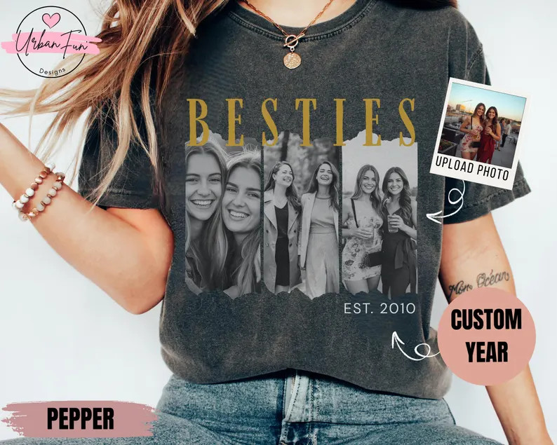 Personalised Bestie Shirt, Comfort Colors\u00ae Custom Photo Best Friend Shirt, Friendship Gift, ... | Etsy (Global)