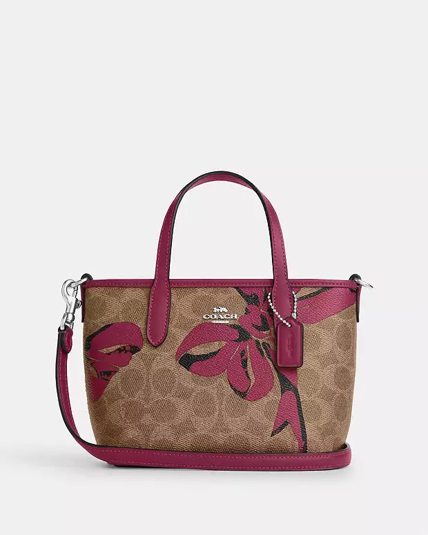 City Mini Tote Bag In Signature Canvas With Bow Print | Coach Outlet US