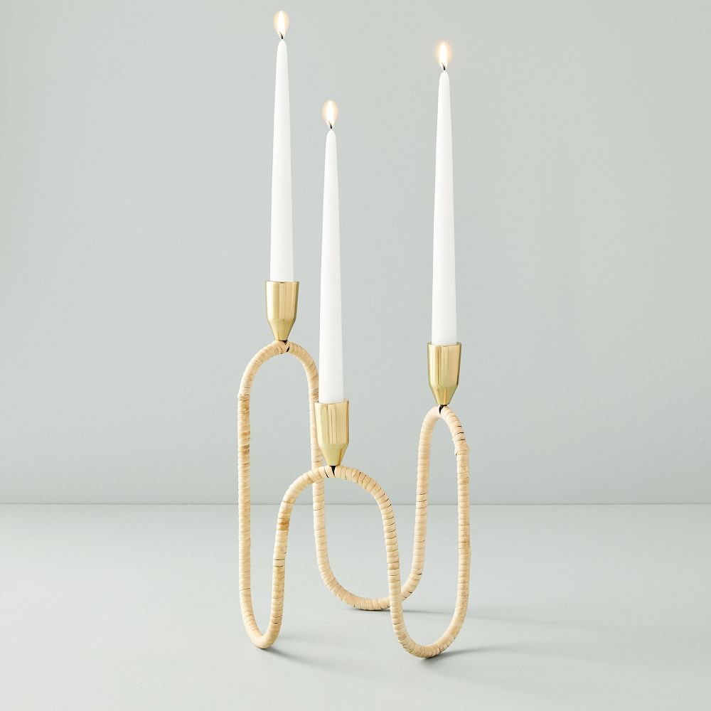 Rattan Wrapped Taper Candleholder | West Elm (US)