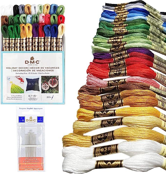 DMC Embroidery Floss Pack,Colorful Holiday Collection,DMC Embroidery Thread, Kit Include 30 Cotto... | Amazon (US)