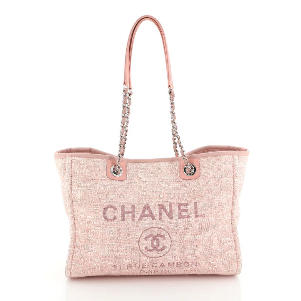 Chanel Deauville Tote Lurex Canvas Small Pink 5559272 | Rebag