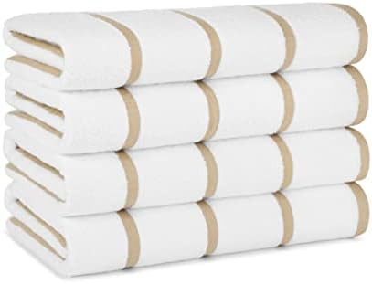 Arkwright Las Rayas Striped Beach Towel - Pack of 4 - Soft Plush Quick Dry White Cotton Terry Tow... | Amazon (US)