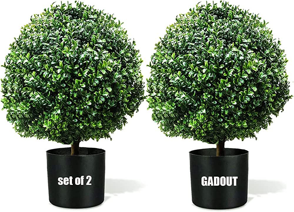 24''T 16''D Artifical Boxwood Topiary Ball for Outdoors Set of 2 Potted Bushes Home Decor Artific... | Amazon (US)
