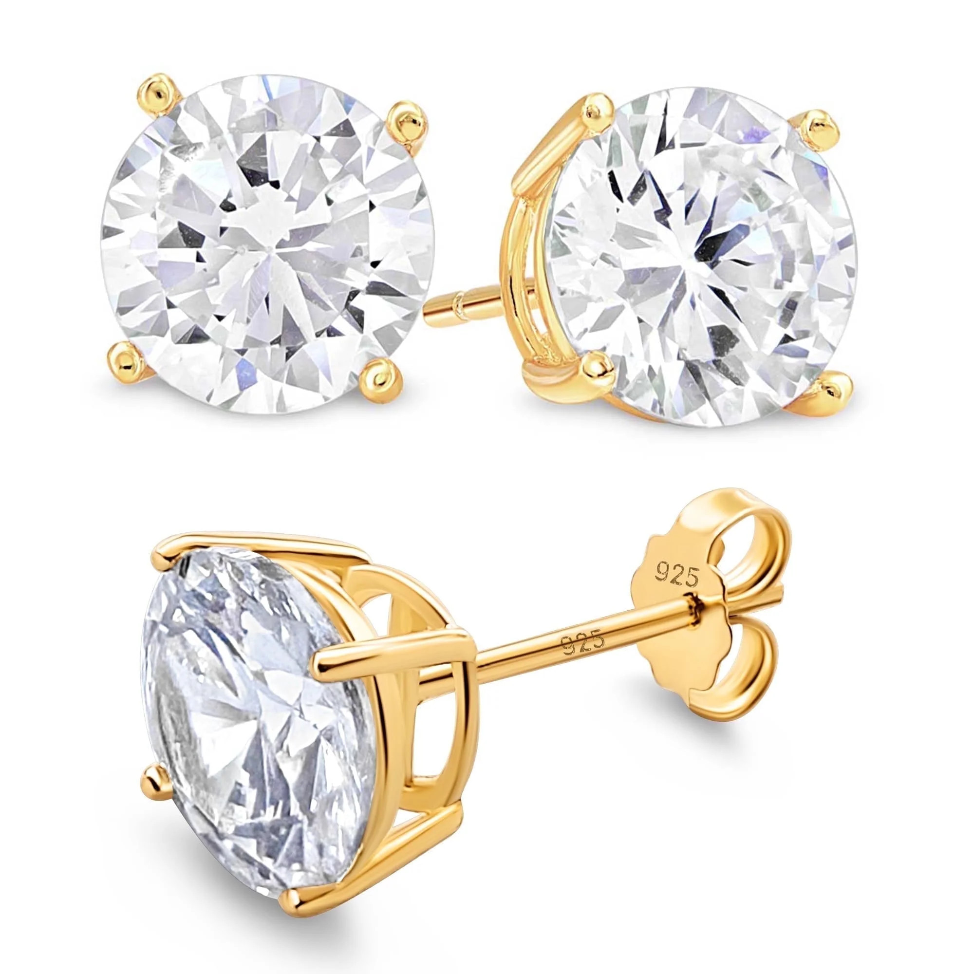 Kezef 5mm CZ Stud Earrings – 0.75 Ct tw, 18K Gold-Plated 925 Sterling Silver, Round Cubic Zirco... | Walmart (US)