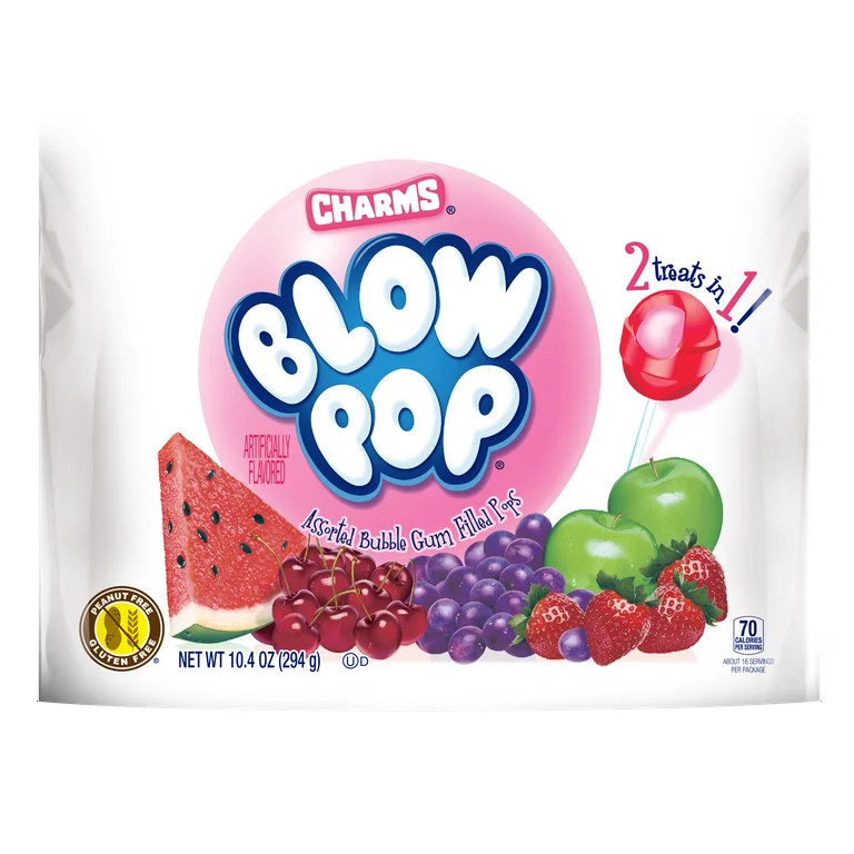 Charms Blow Pops Assorted Flavors Lollipops, Individually Wrapped, 10.4 Oz - Walmart.com | Walmart (US)