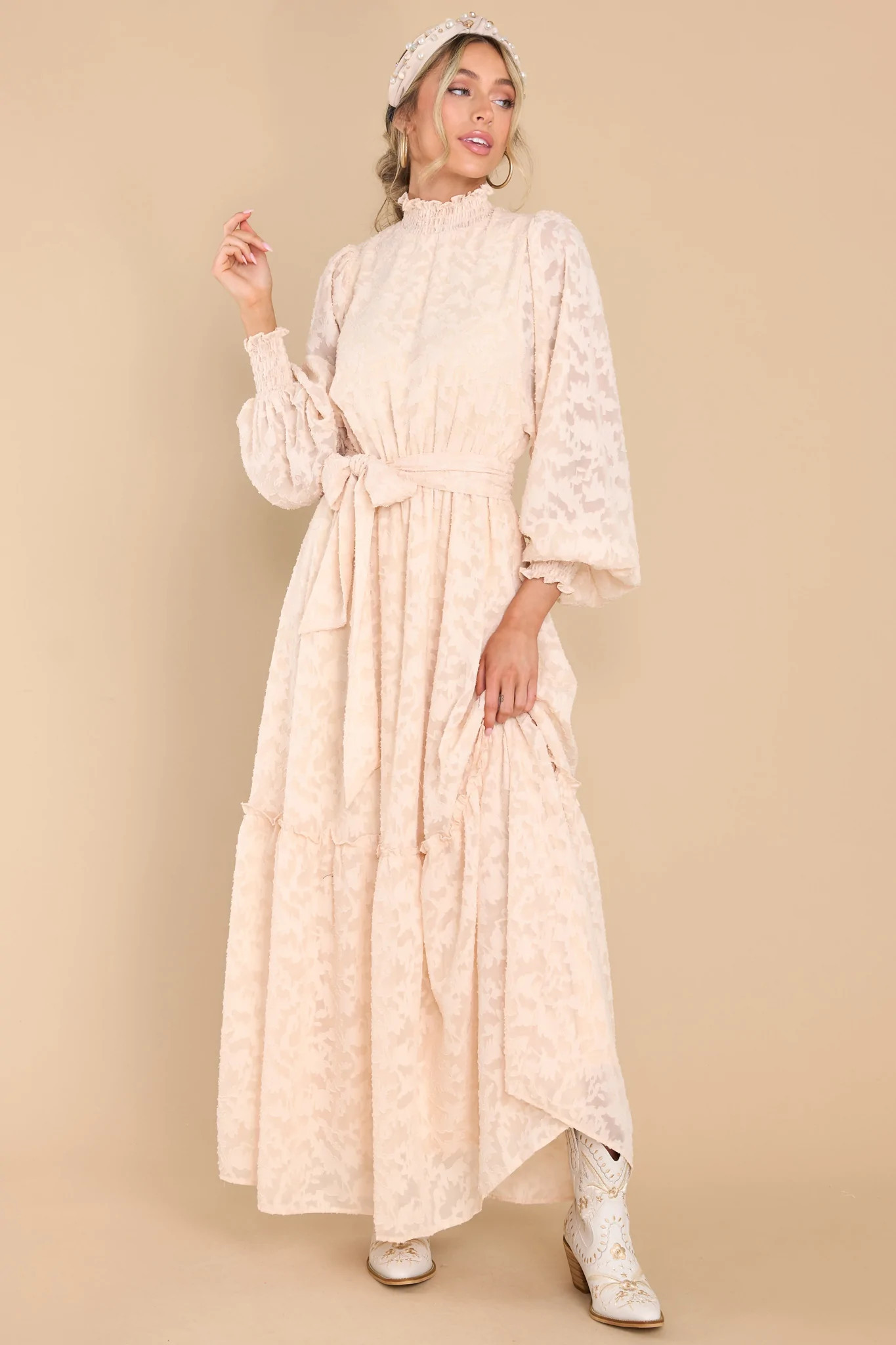 Bring You Serenity Ivory Maxi Dress | Red Dress 