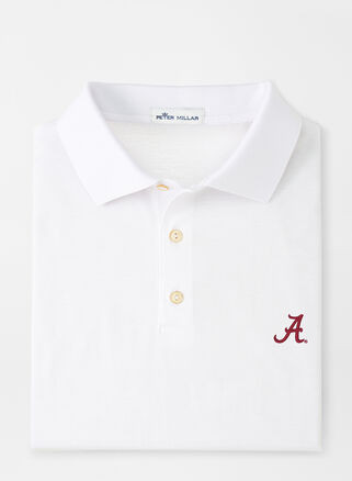 Peter Millar Men's Alabama Solid Cotton Polo | Color: White | Size: XL | Peter Millar