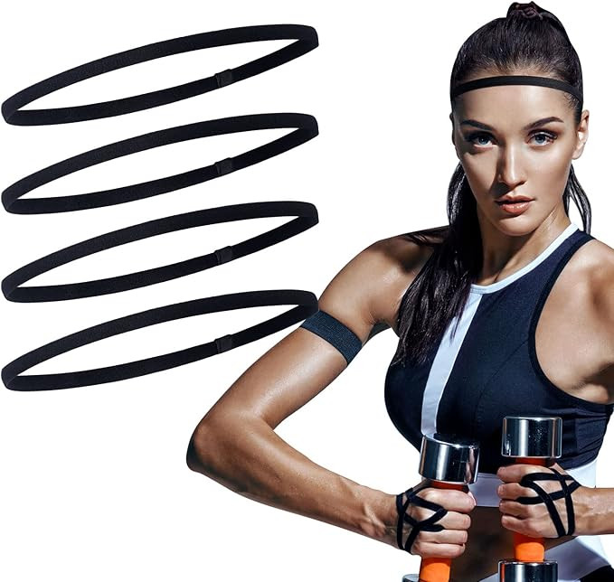 Sumind 4 Pieces Thick Non-Slip Elastic Sport Headbands Football Hair Headbands for Women and Men | Amazon (US)