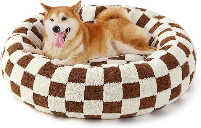 Lesure Donut Large Dog Bed - Round Cat Beds for Indoor Anti-Anxiety Calming Pet Beds, Washable Cu... | Amazon (US)