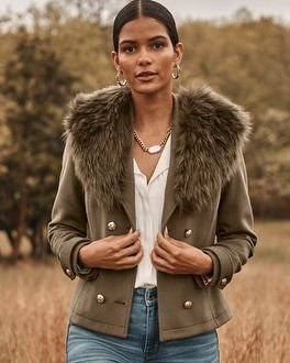 Faux Fur Collar Peacoat | White House Black Market