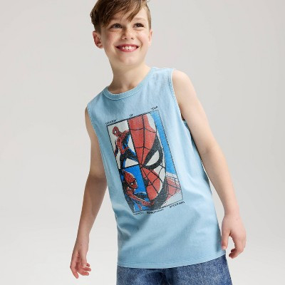 Boys' Spider-Man Oversized Graphic Tank Top - Cat & Jack™ Light Blue S | Target