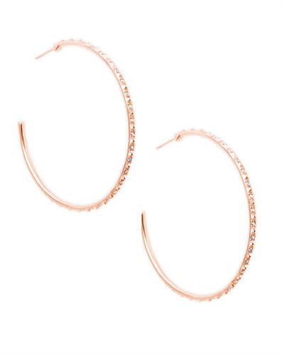 Val Rose Gold Hoop Earrings Iridescent Crystal | Kendra Scott