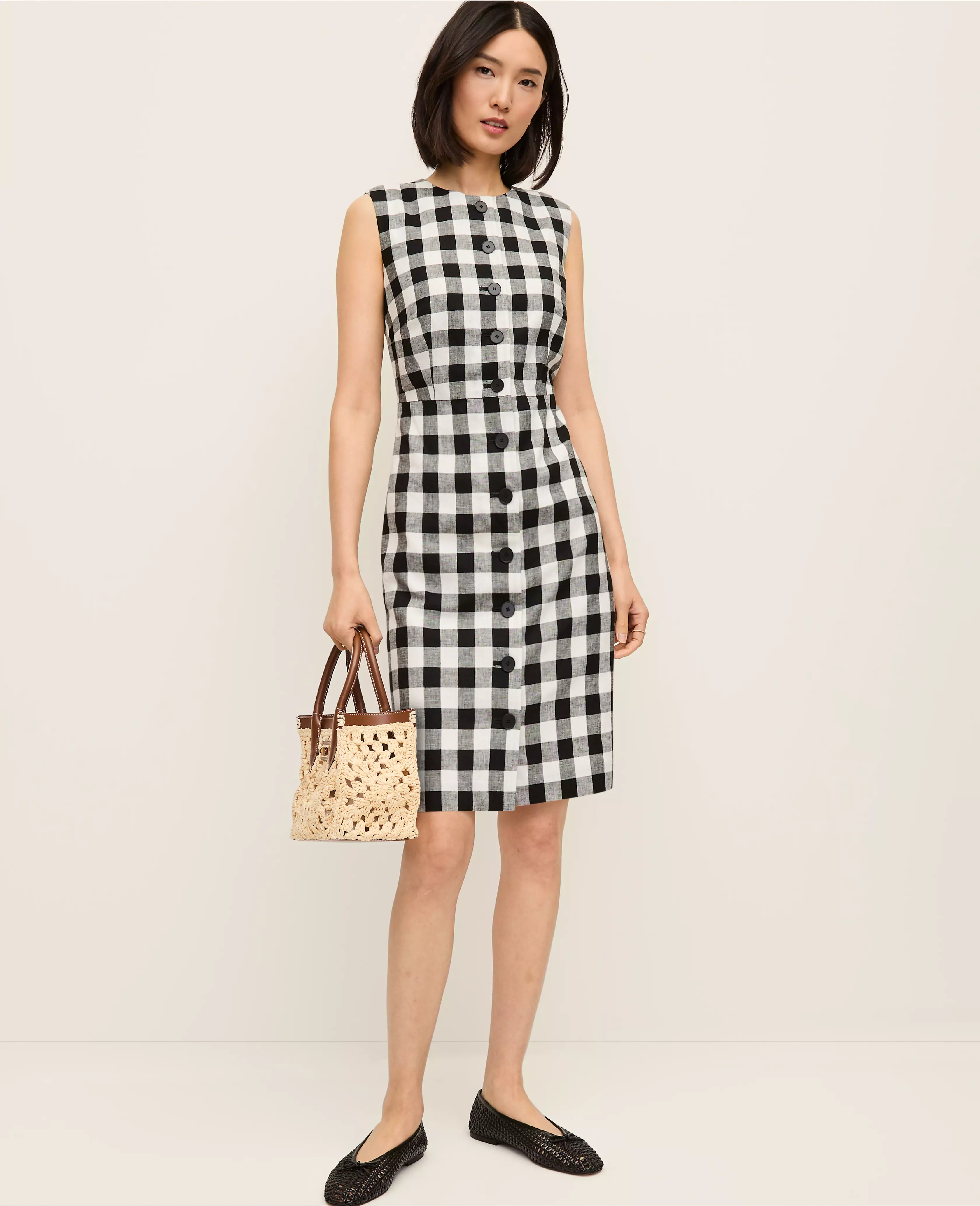 Gingham Column Midi Dress | Ann Taylor