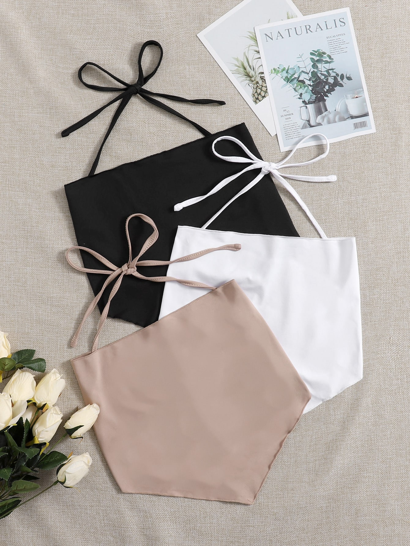 3pcs Backless Halter Top | SHEIN