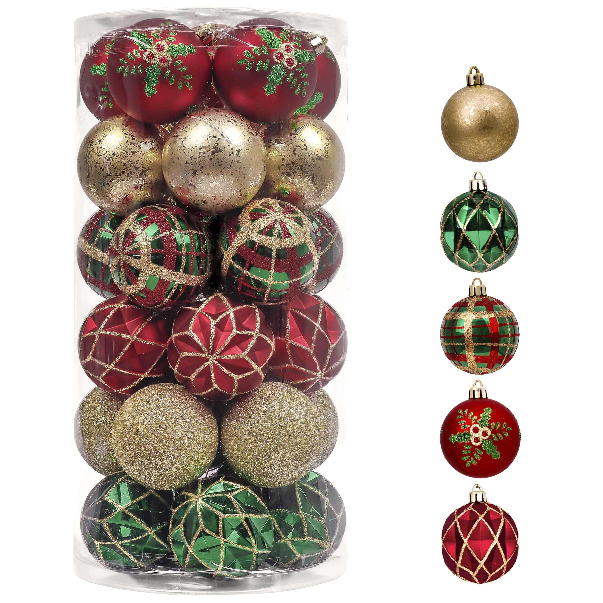 Valery Madelyn Christmas Ornaments Set, 30ct 2 Inches Red Green and Gold Shatterproof Christmas T... | Amazon (US)