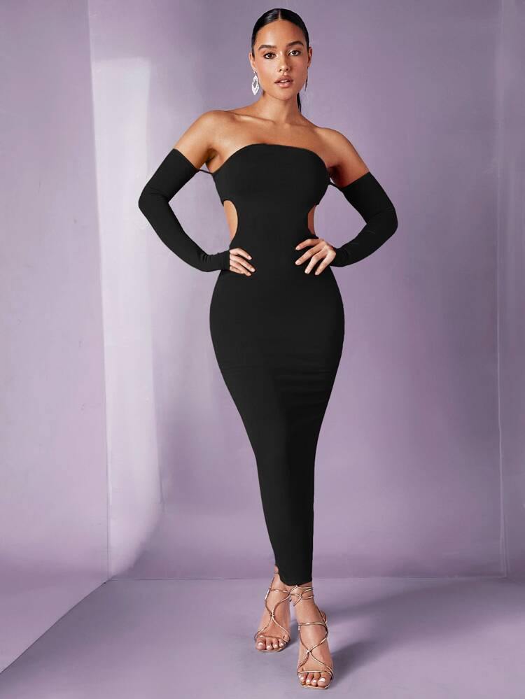 SHEIN BAE Off Shoulder Cut Out Waist Bodycon Dress | SHEIN